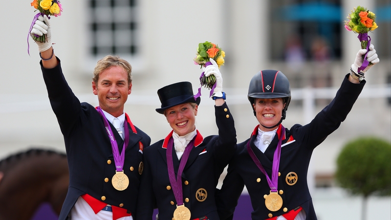 The Great Britain dressage team celebrate