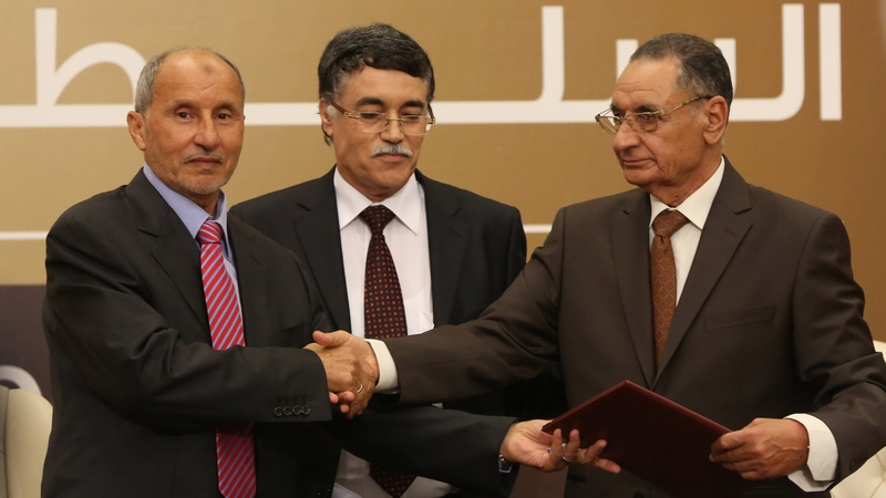 Mustafa Abdul-Jalil (left) interim prime minister