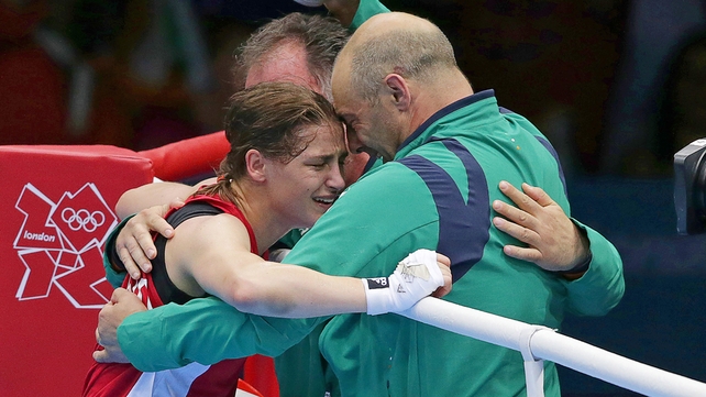 And the Olympic champion shared a tender moment with her father/coach/mentor Pete