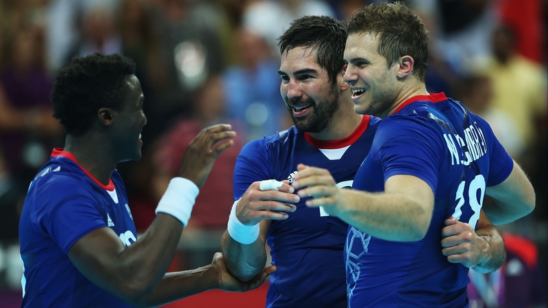 France celebrate their passage to the handball final