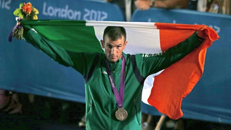 John Joe Nevin flies the flag and wears the medal