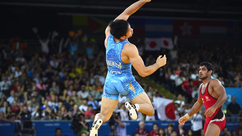 Tatsuhiro Yonemitsu jumps for joy
