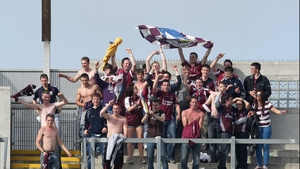 Galway supporters celebrate on Hill 16 after the game