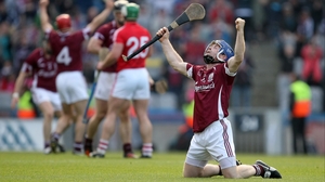 Galway's Damien Hayes celebrates at the final whistle after Galway ran out 0-22 to 0-17 winners
