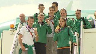 The Irish team at Dublin Airport this afternoon
