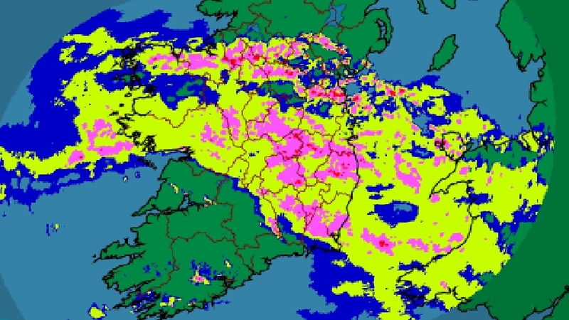 This image shows the rainfall radar at 11.45am
