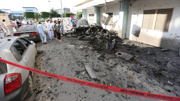 The first bomb blew up near interior ministry offices