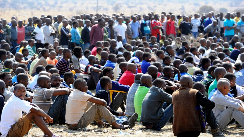 Striking workers have protested outside the mine again today