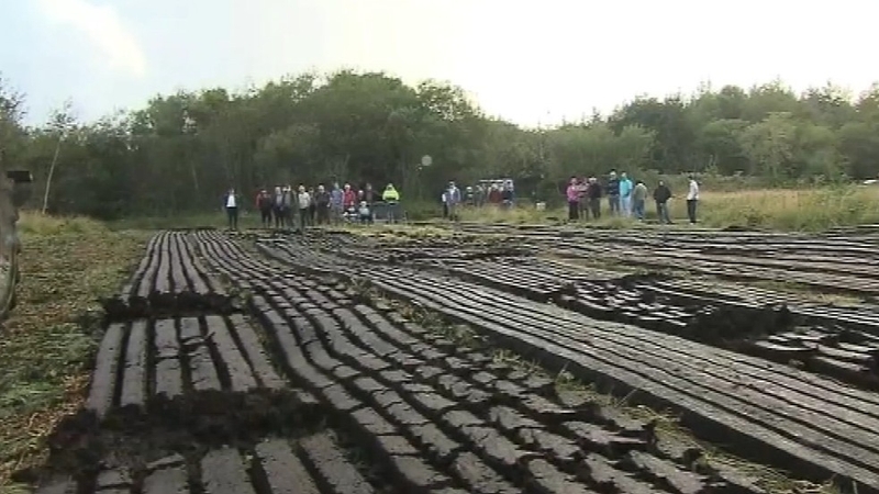 Turf cutting began on the bog at 10am this morning