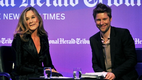 Buberry CEO Christopher Bailey, right, next to his predecessor Angela Ahrendts