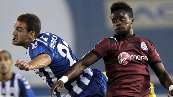 Atromitos' Elini Dimoutsos (left) vies Newcastle's Gael Bigirimana