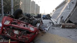 Three people were killed when a road bridge collapsed in the city of Harbin in China