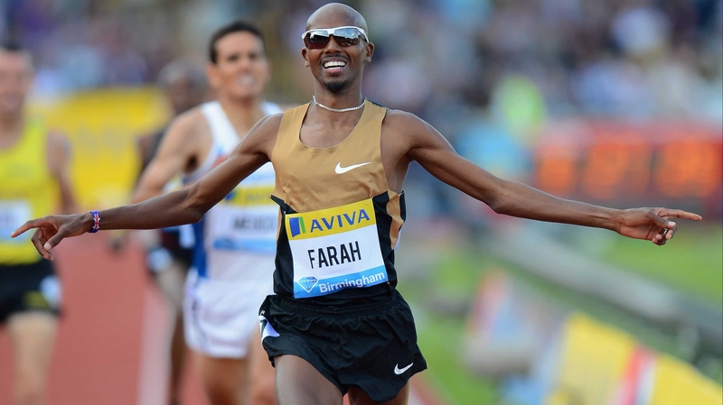 Mo Farah got a rapturous reception on his return to action at the Aviva Birmingham Grand Prix