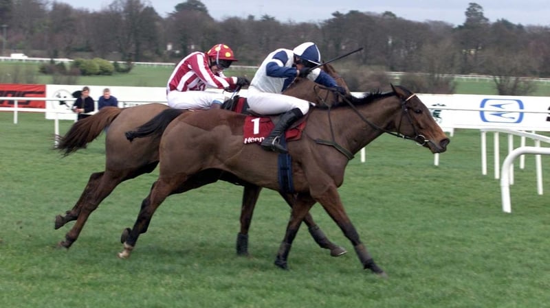 Victory in the 2002 Irish Hennessy, aboard Alexander Banquet (1), was one of the highlights of Geraghty's first 1000 Irish winners