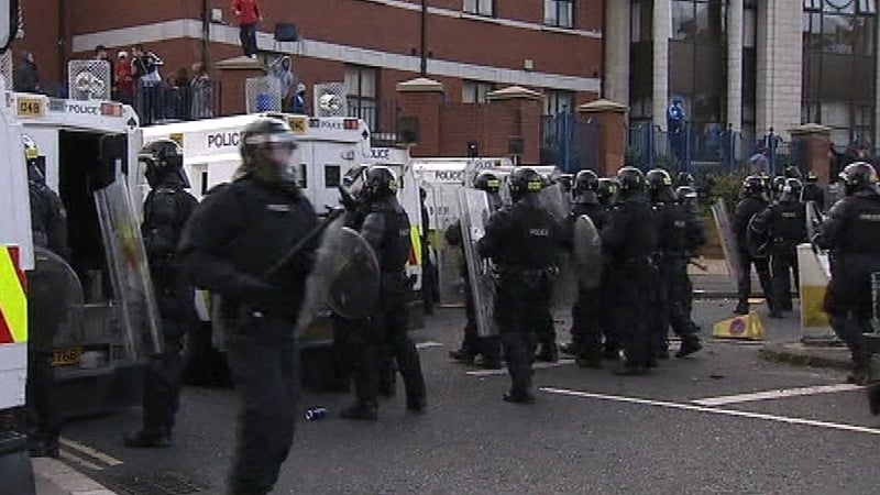 The PSNI was attacked with fireworks, petrol bombs and masonry