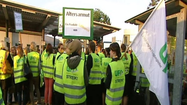 Workers picketed at Frankfurt Airport as the pay dispute escalated