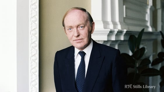 Michael O'Kennedy Fianna Fáil TD in Leinster House, Dublin, in May 1983. 
RTÉ Stills Library 2299/0…