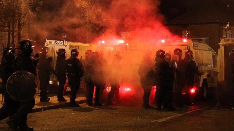 Last night police were pelted with fireworks and bricks in the Carlisle Circus area in the north of the city
