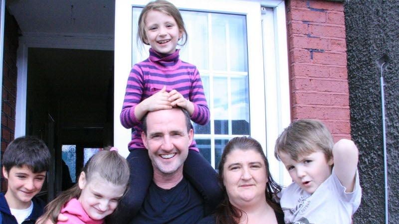 Entrepreneur Jim Breen pictured with the Norris Family in The Secret Millionaire