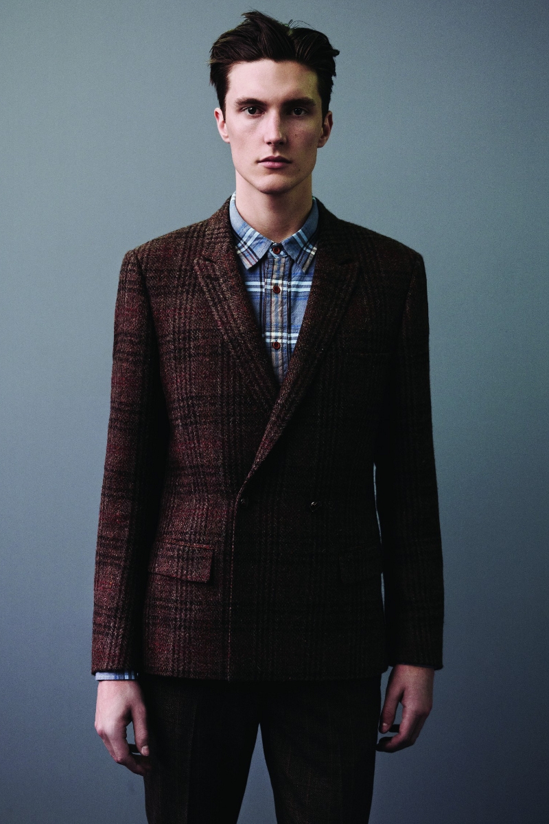 Topman harris tweed double-breasted blazer, available from topman.com
