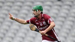 David Burke celebrates scoring one of Galway's goals in their emphatic 2-21 to 2-11 success