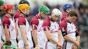 The Galway side stand for the national anthem before their Leinster quarter-final against Westmeath in Mullingar