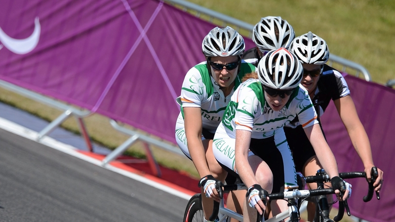 Katie Dunlevey (left) and her pilot Sandra Fitzgerald have finished fifth in the women's individual B road race