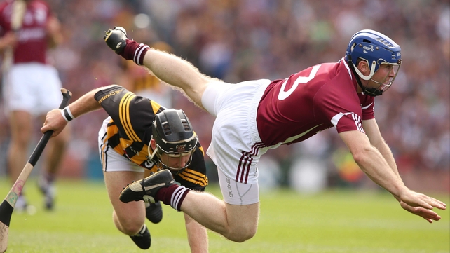 Galway's Damien Hayes is upended