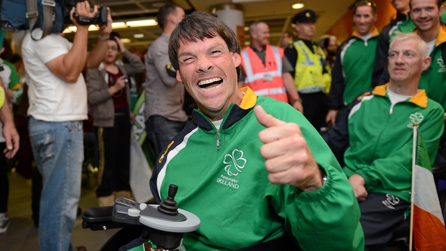 Gay Shelly, Boccia, from Kilkenny, who carried the flag in the closing ceremony.
