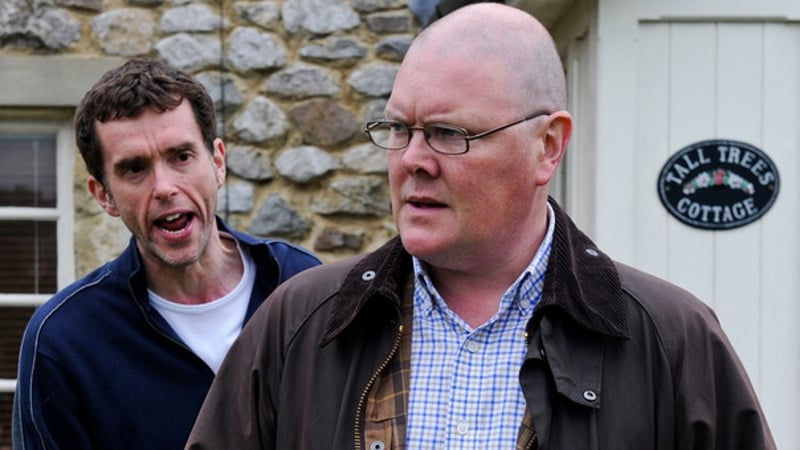 Mark Charnock and Dominic Brunt as Marlon and Paddy in Emmerdale