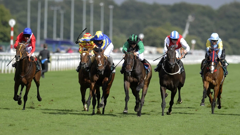 Times Up (green jacket) gave John Dunlop an emotional win in the Stobart Doncaster Cup