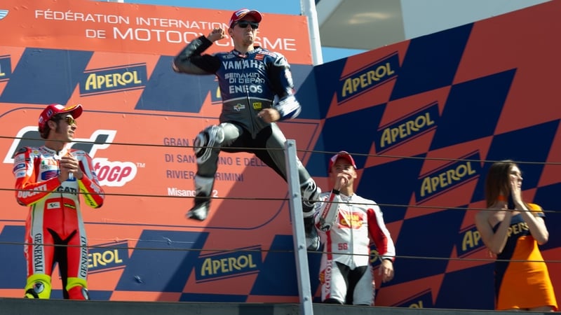 Jorge Lorenzo celebrates his victory in San Marino