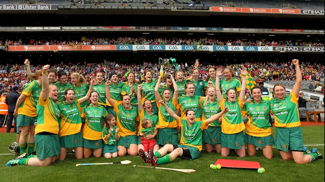 The Meath team celebrate with the trophy