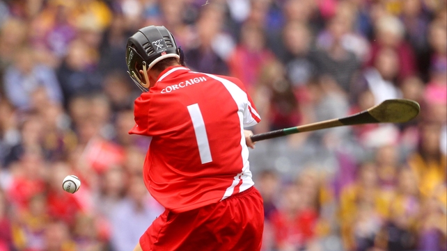 Cork goalkeeper Aoife Murray scores their first goal of the game from a penalty