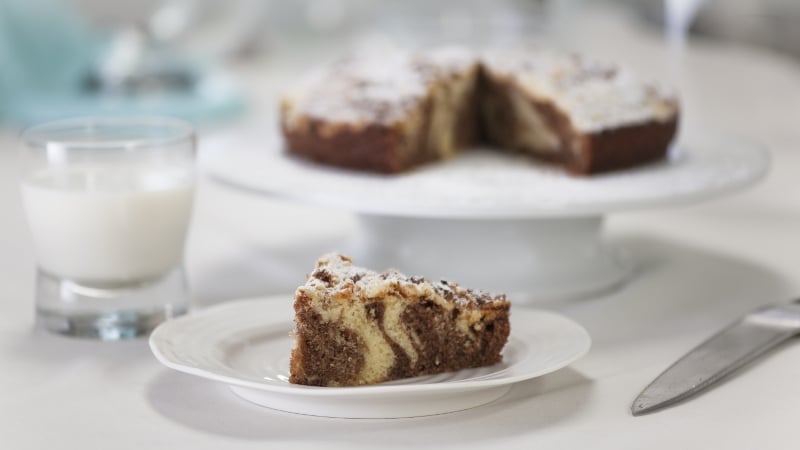 Tastes just as good as it sounds (and looks!), this Marbled Chocolate Crumb Cake from Rachel Allen will be a hot favourite when you're entertaining.