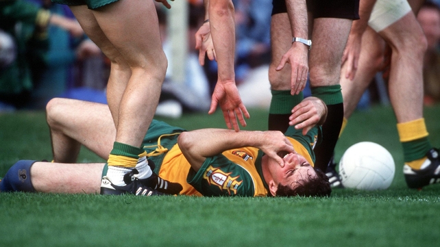 Noel Hegarty of Donegal lies injured