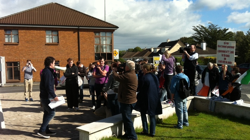 People protest outside Clare County Council