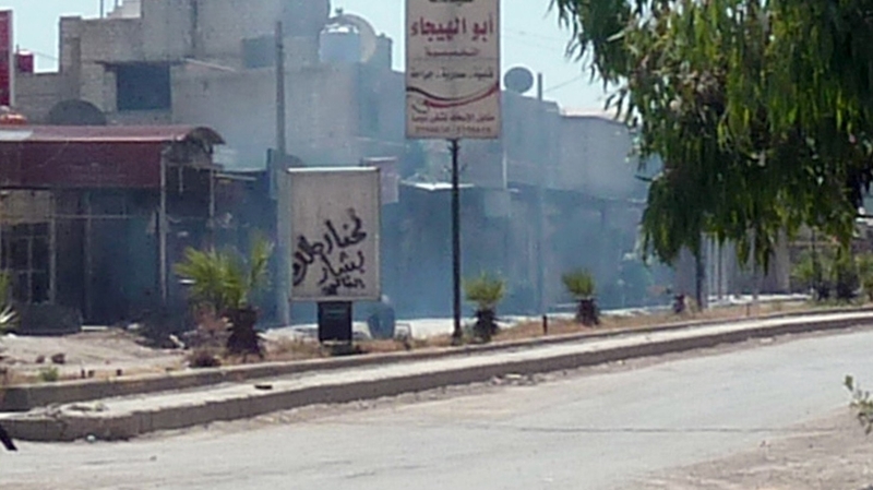 The helicopter struck the tail of the plane in the Damascus suburb of Douma, according to reports