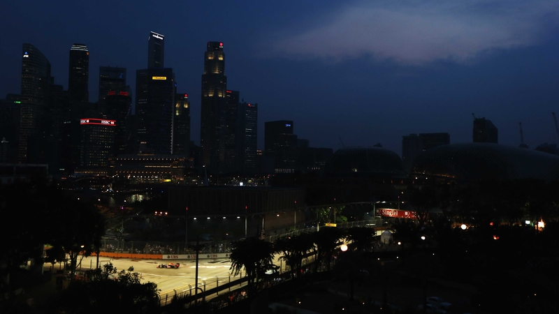 Sebastian Vettel on the Marina Bay Street Circuit earlier today