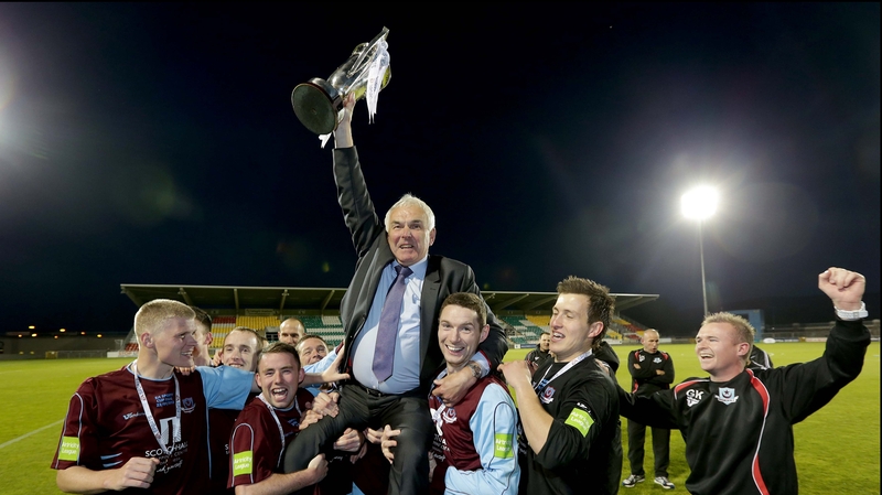 Mick Cooke celebrates EA Sports Cup final success with his players
