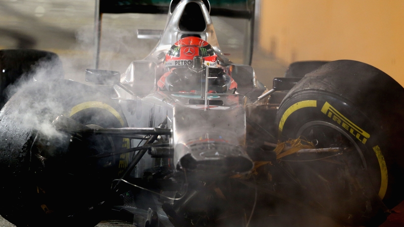 Michael Schumacher smashed into the back of Jean-Eric Vergne in today's race in Singapore.