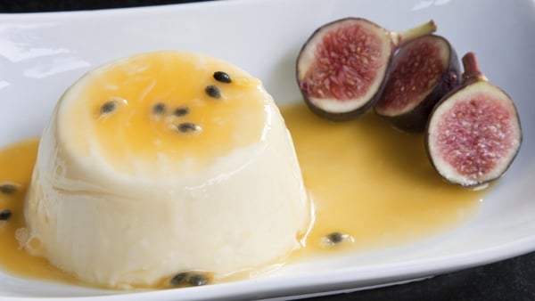 Passionfruit Panna Cotta with Blackcurrant Sorbet