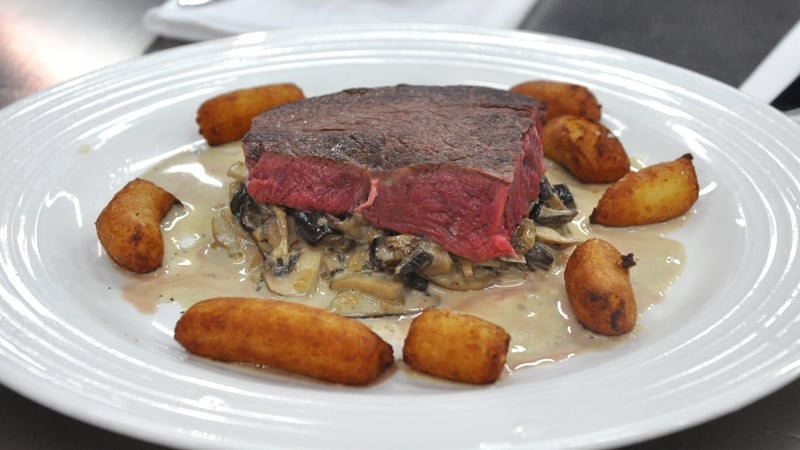 Fillet of Steak with Pomme Dauphine and a Creamy Mushroom Sauce: MasterChef