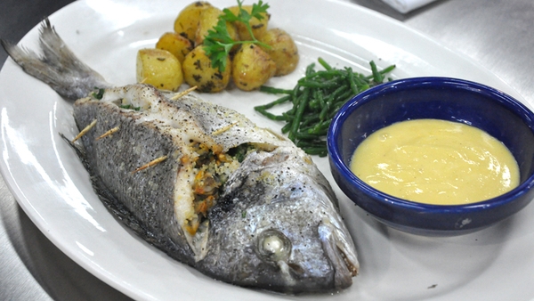 Stuffed whole sea bream