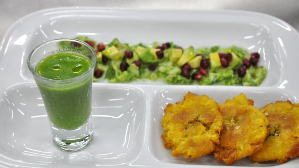 Green ceviche and cucumber gazpacho