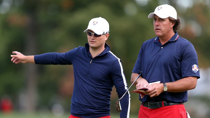 Phil Mickelson with team-mate Zach Johnson
