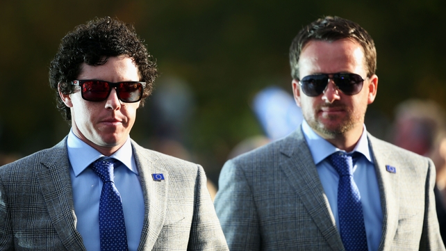 Rory McIlroy and Graeme McDowell turn on the style for the opening ceremony of the 39th Ryder Cup at Medinah