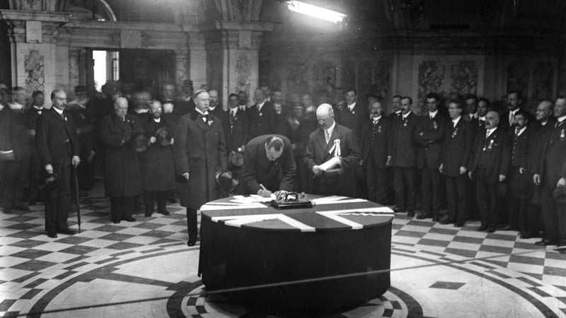 Edward Carson signs the Ulster Covenant in September 1912