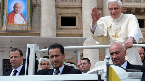 Mr Gabriele (centre) served meals to Pope Benedict XVI during his time in the Vatican