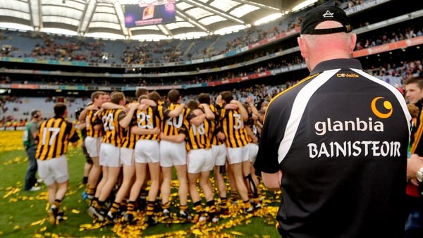Brian Cody watches on as his players celebrate victory in the 2012 All-Ireland final